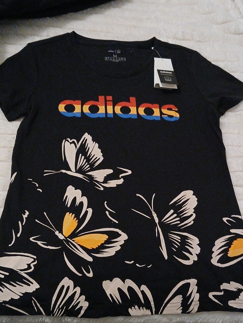 Adidas x Farm Rio black butterfly t-shirt NWT